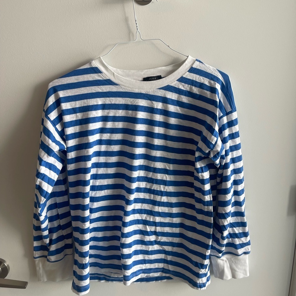J Crew Blue and White Striped Shirt